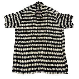 Equilibrio Italia Black Cream Men Short Sleeve Button Down Shirt Large Retro